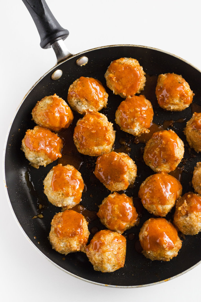 Buffalo cauliflower quinoa meatballs