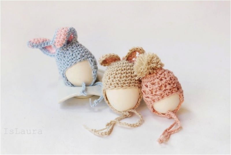 Crochet easter egg "hats"