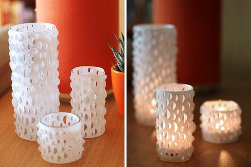 Cut paper candle holders