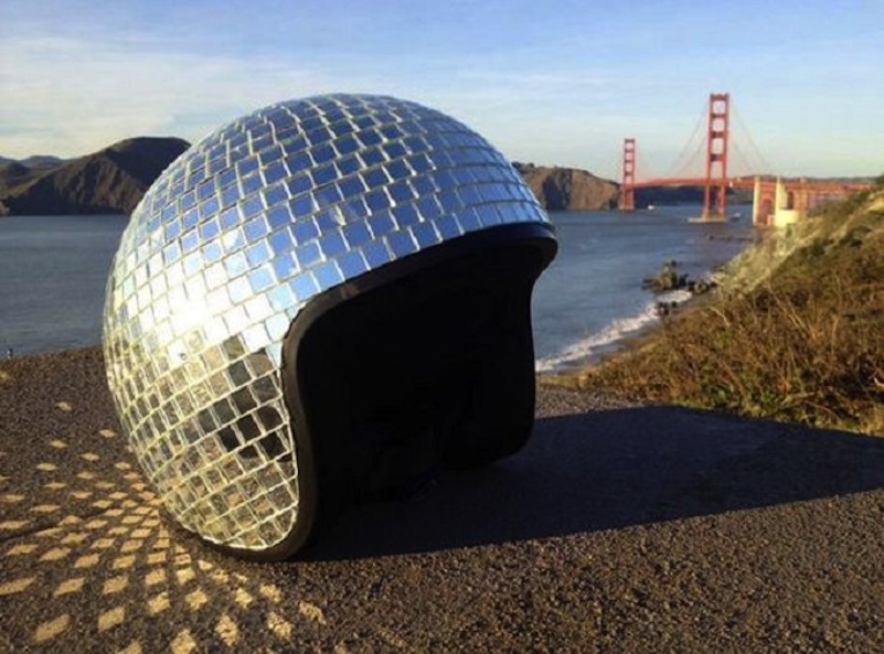 Disco ball inspired helmet