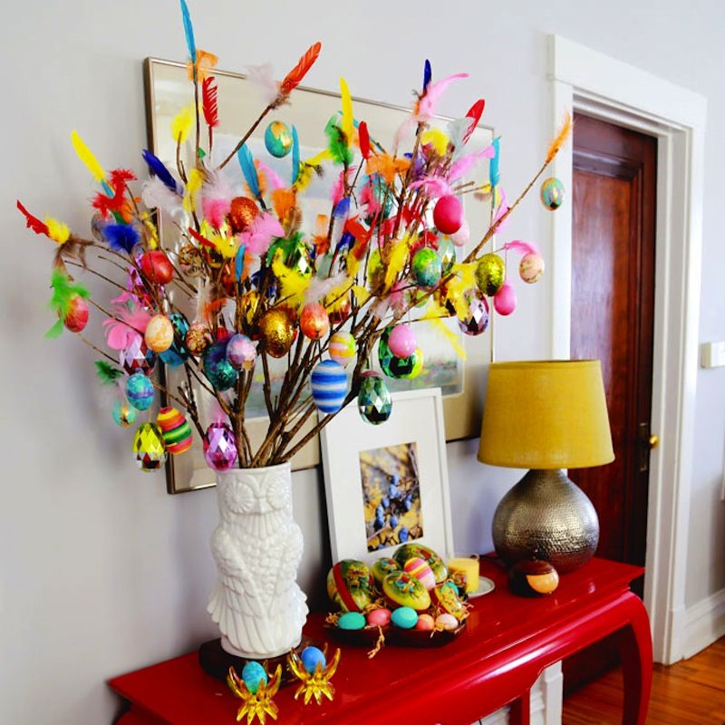 Easter tree with feathers