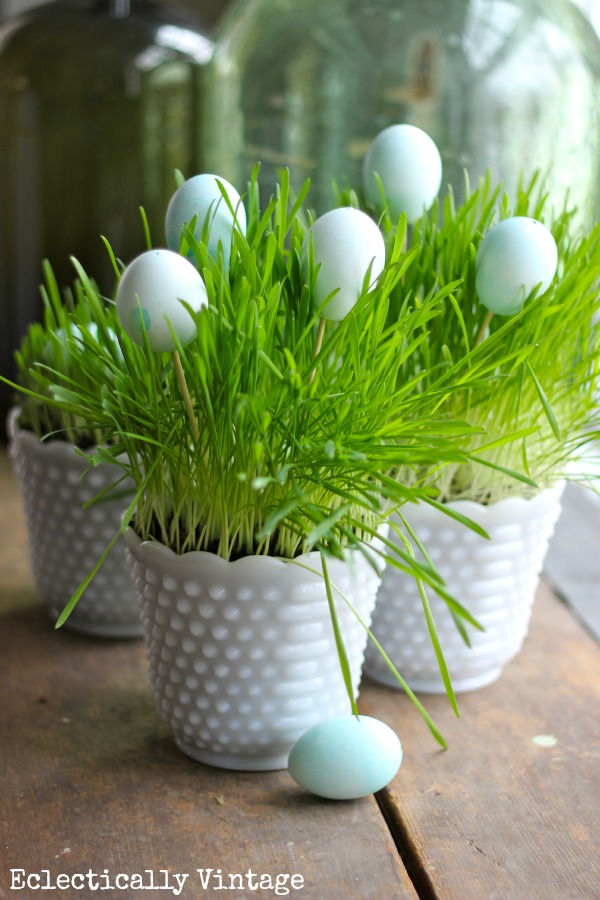 Grass easter centerpiece diy