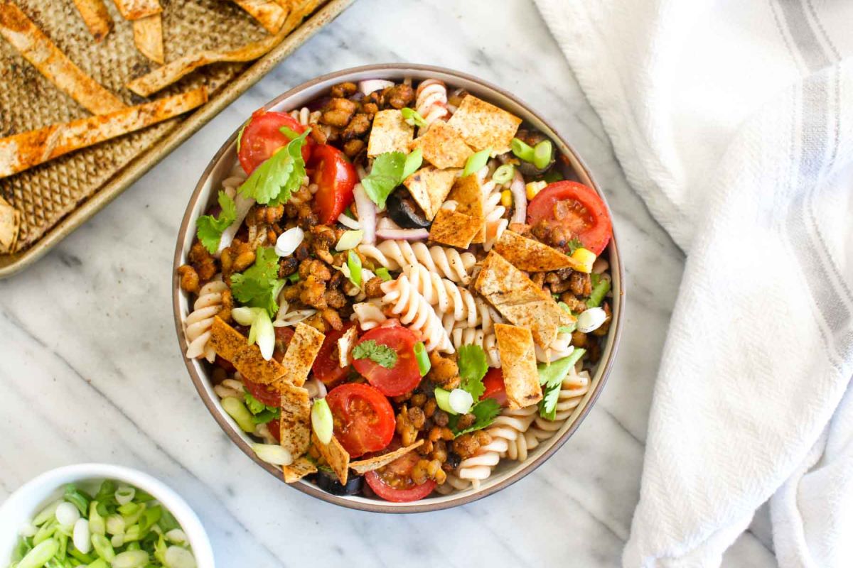 Healthy taco pasta salad