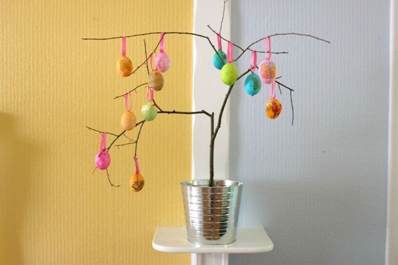Hollowed and Dyed - Hanging Easter Eggs from Tree