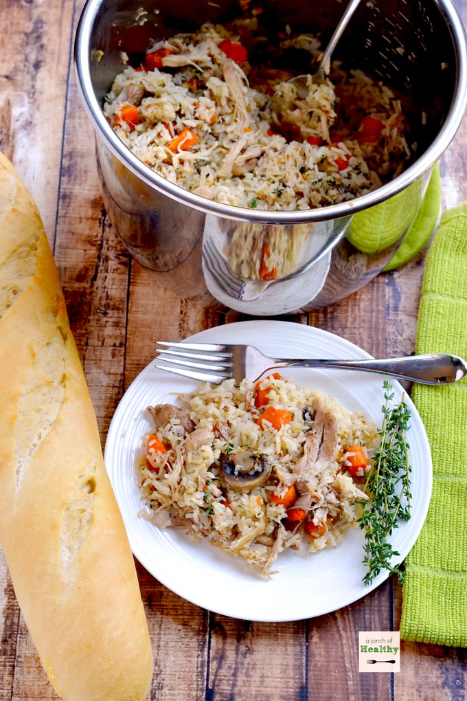 Instant pot chicken and rice plated