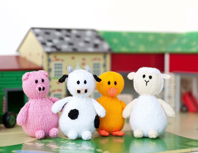 Knitted farm animals