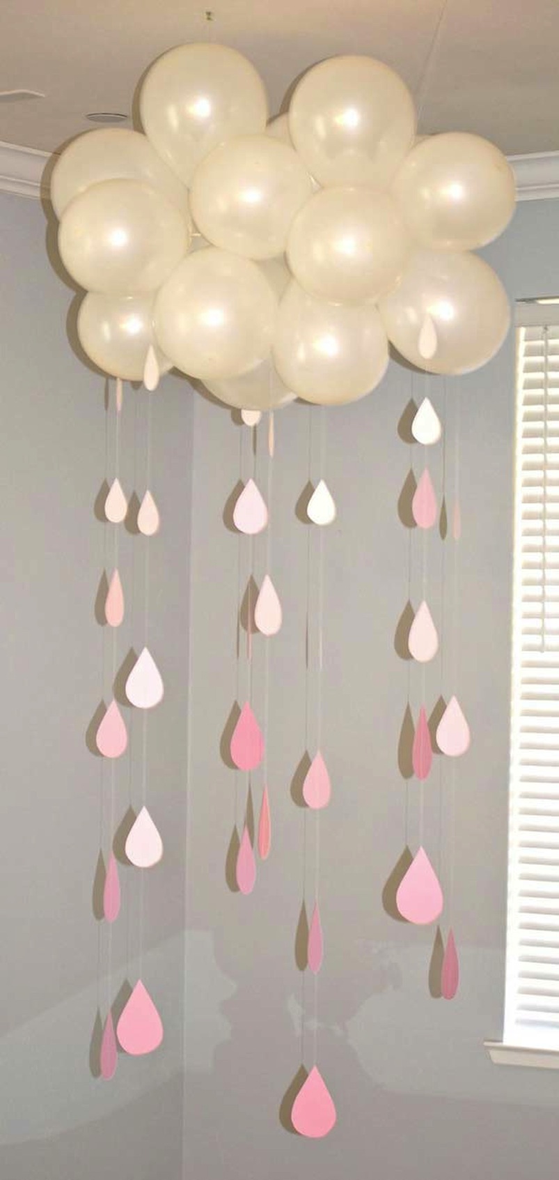 Pretty pink raindrops and a balloon cloud