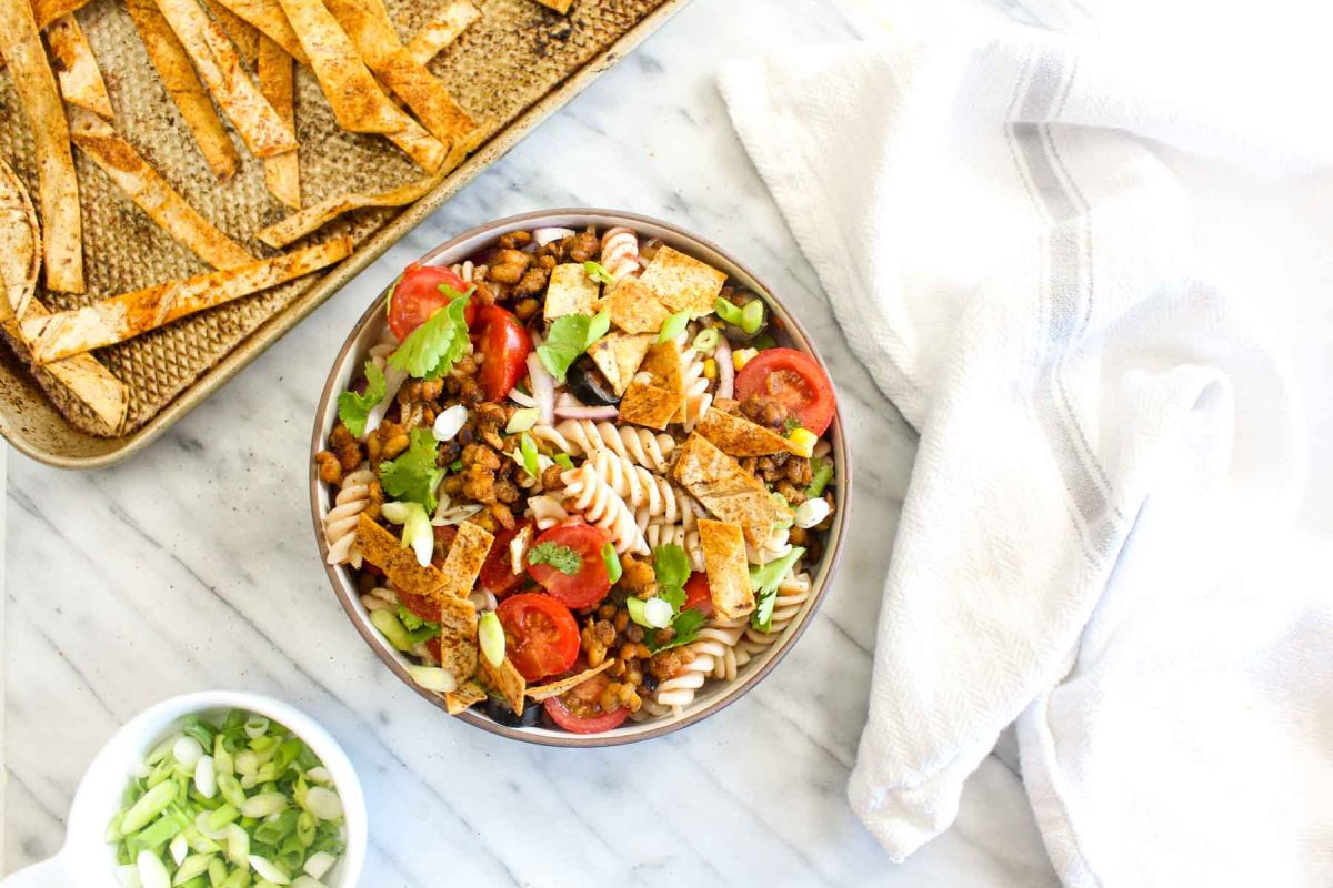 Spring healthy taco pasta salad