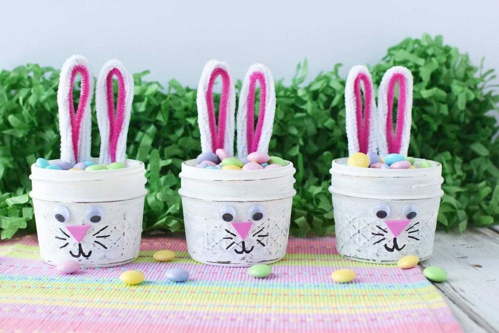 Easter bunny mason jars