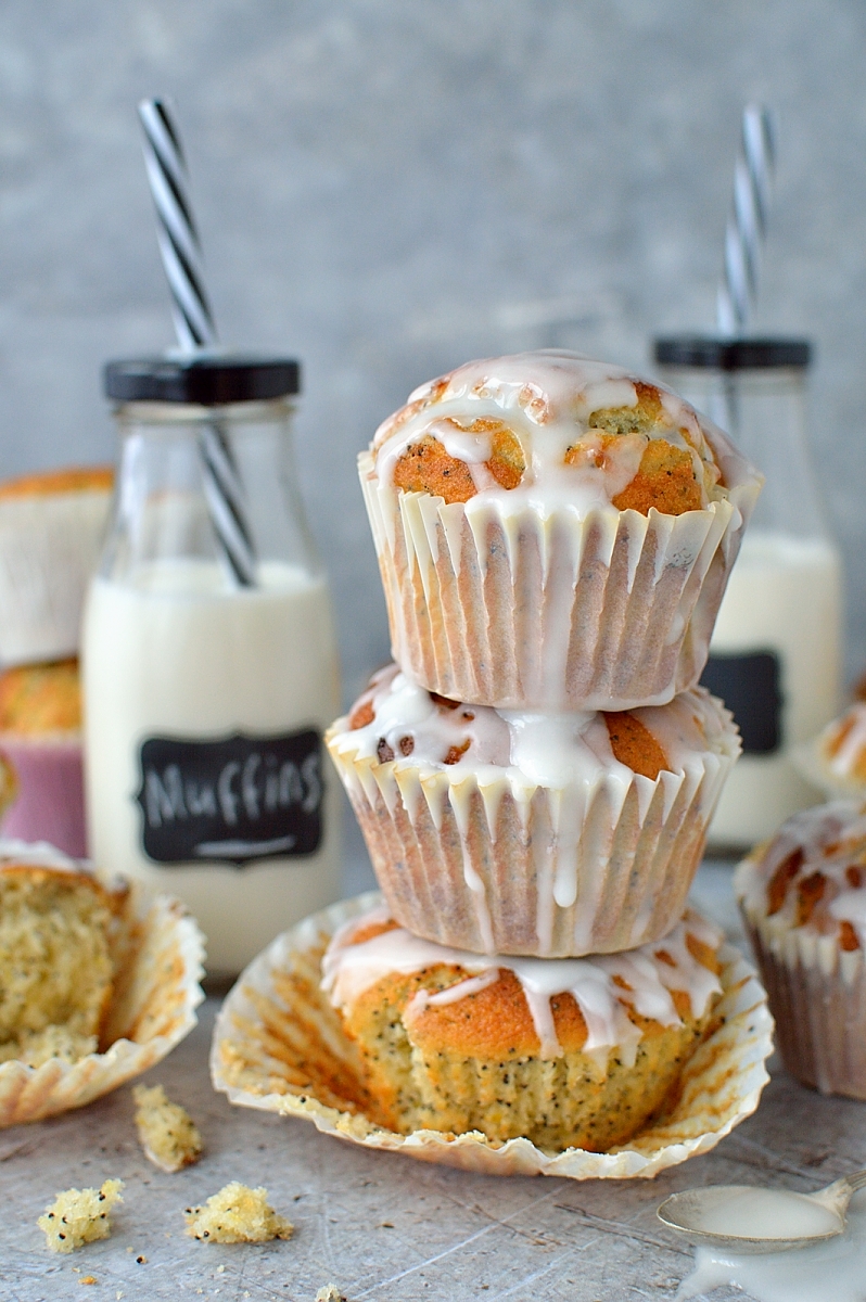 Glazed lemon poppy seed muffins - the classic zingy, lemony muffin; easy to make and sure to brighten up any morning!