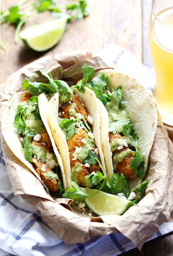 Fish tacos with cornmeal