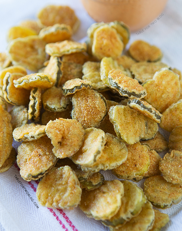 Fried pickles with cornmeal