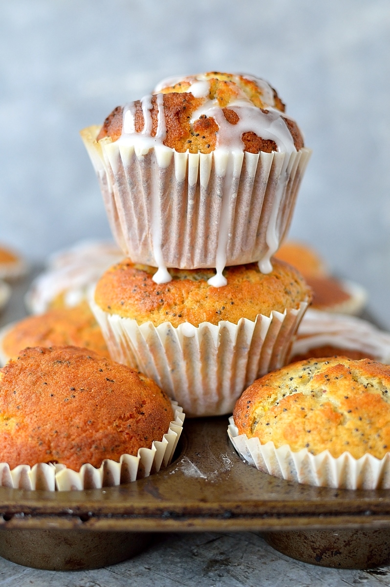 Glazed lemon poppy seed muffins recipe