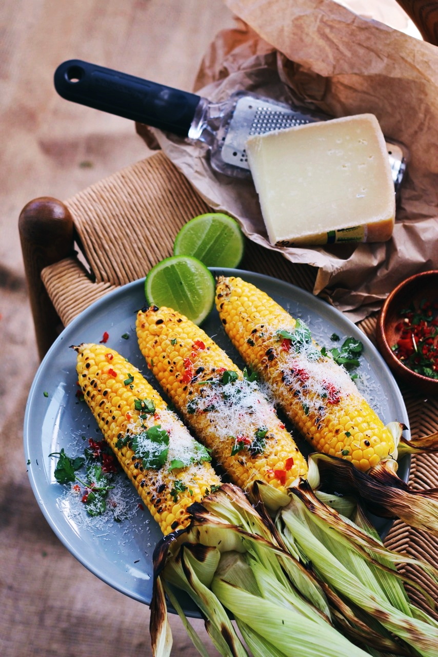 Grilled corn with truffle oil