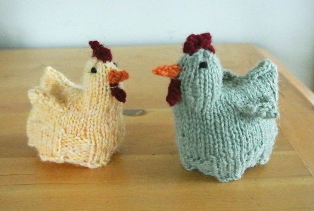 Mama hen egg cozies knit