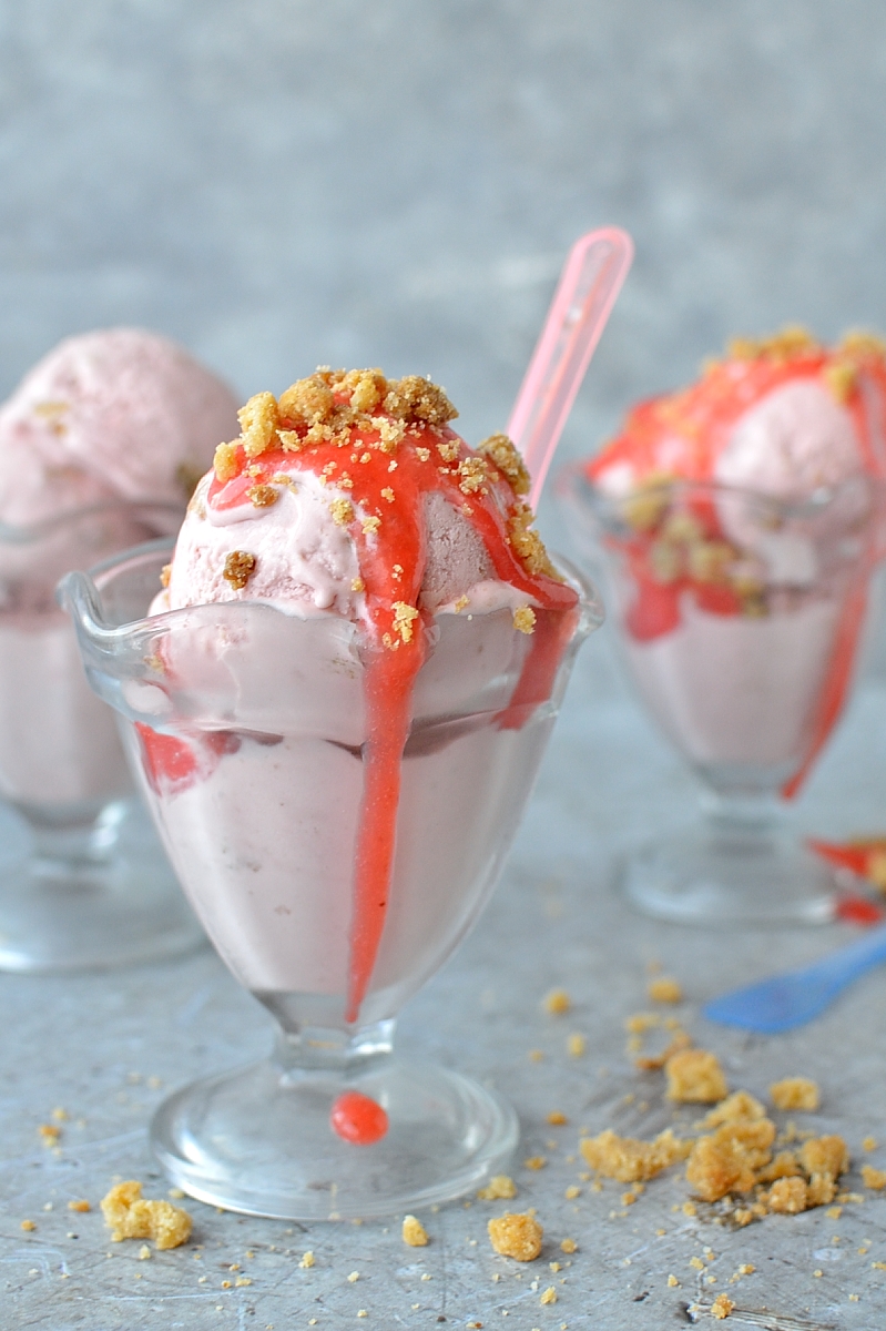 Roasted rhubarb and strawberry crumble ice cream recipe