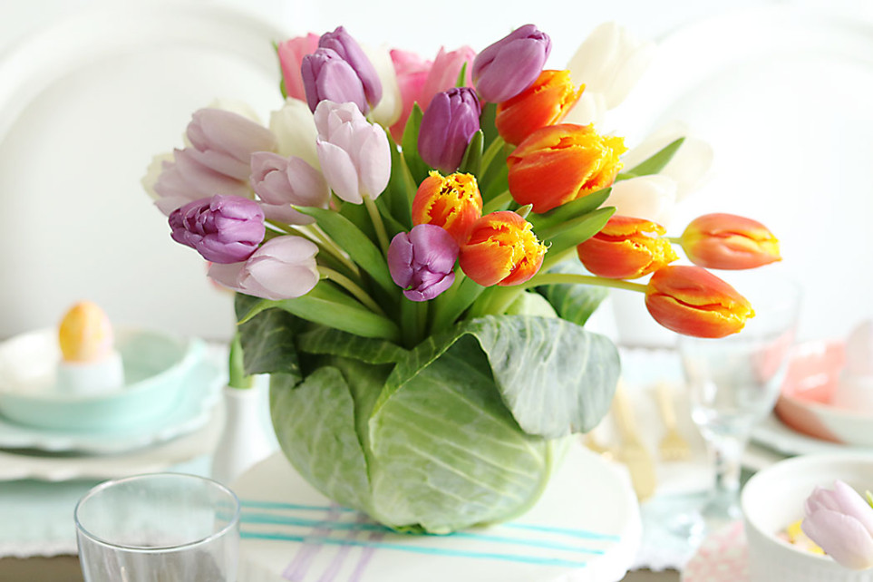 Tulip cabbage flower arrangement