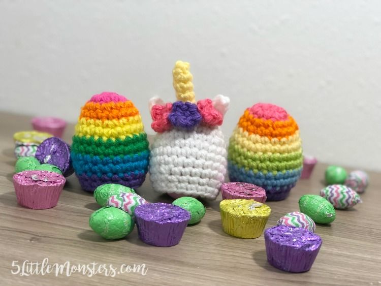 Unicorn rainbow easter egg knit