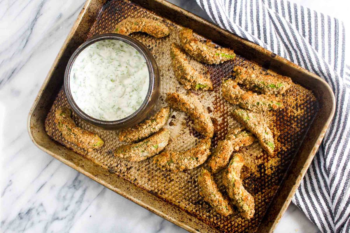 Avocado fries with cilantro lime dipping sauce