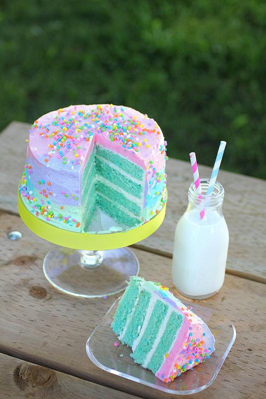 Bright pastel gender reveal cake recip