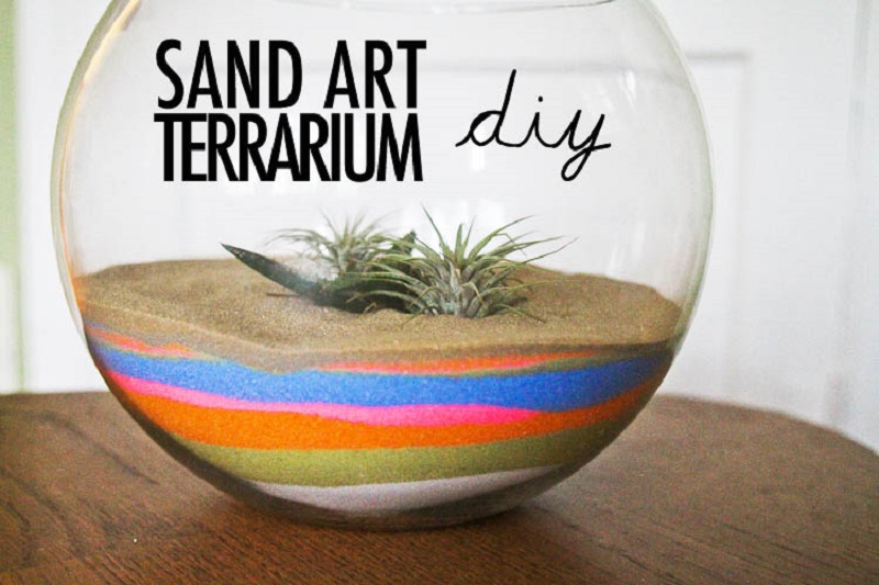 Colourful sand art terrarium