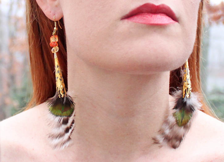 Diy feather earrings