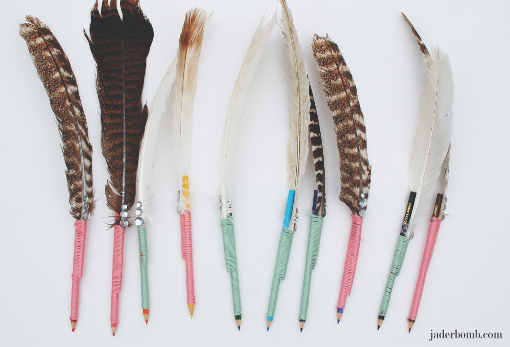 Diy feather pencils