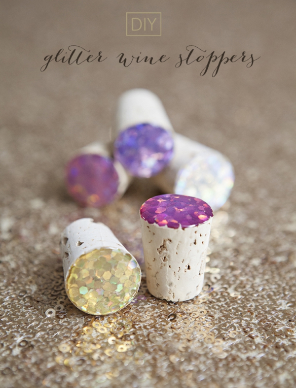 Diy glitter wine stoppers