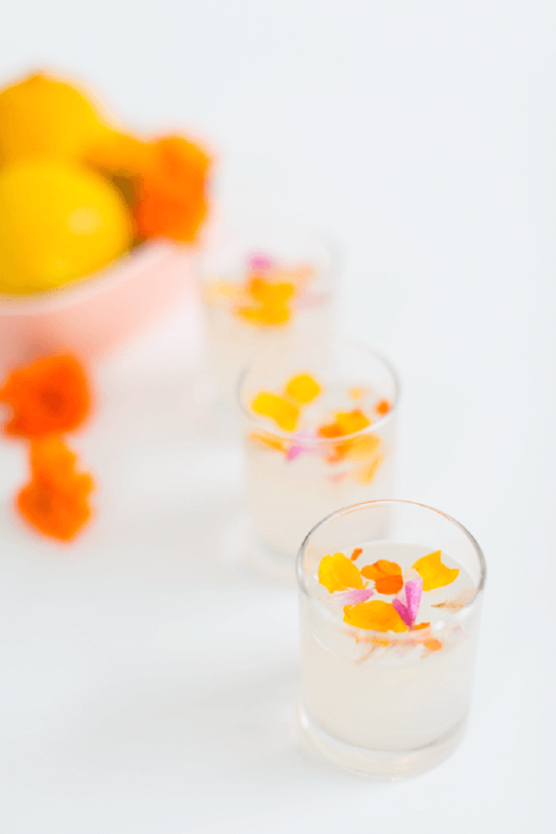 Edible flower lemon jello shots