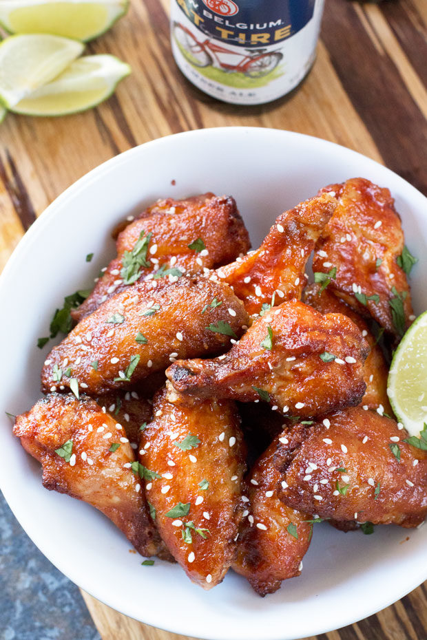 Grilled honey sriracha wings