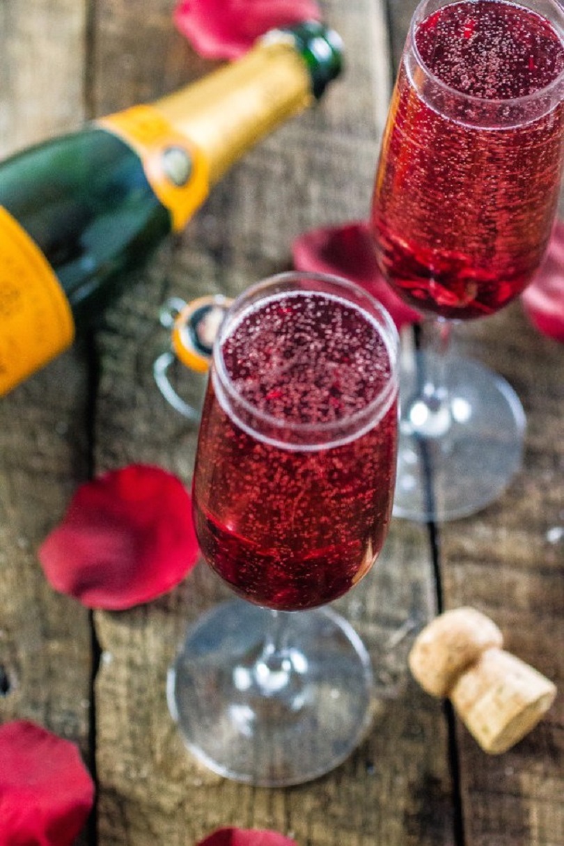 Hibiscus champagne cocktail