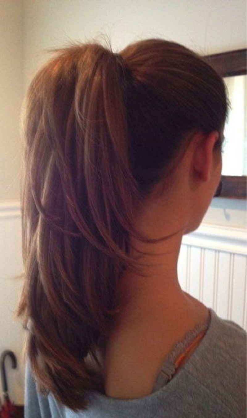 High layered ponytail