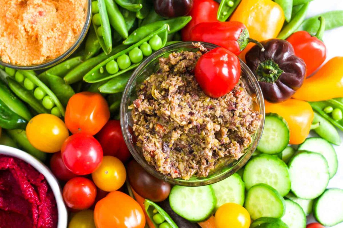 Homemade crudités platter with three dips recipe