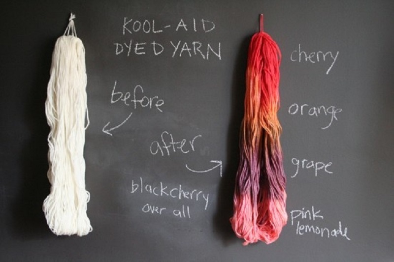 Kool aid dyed yarn