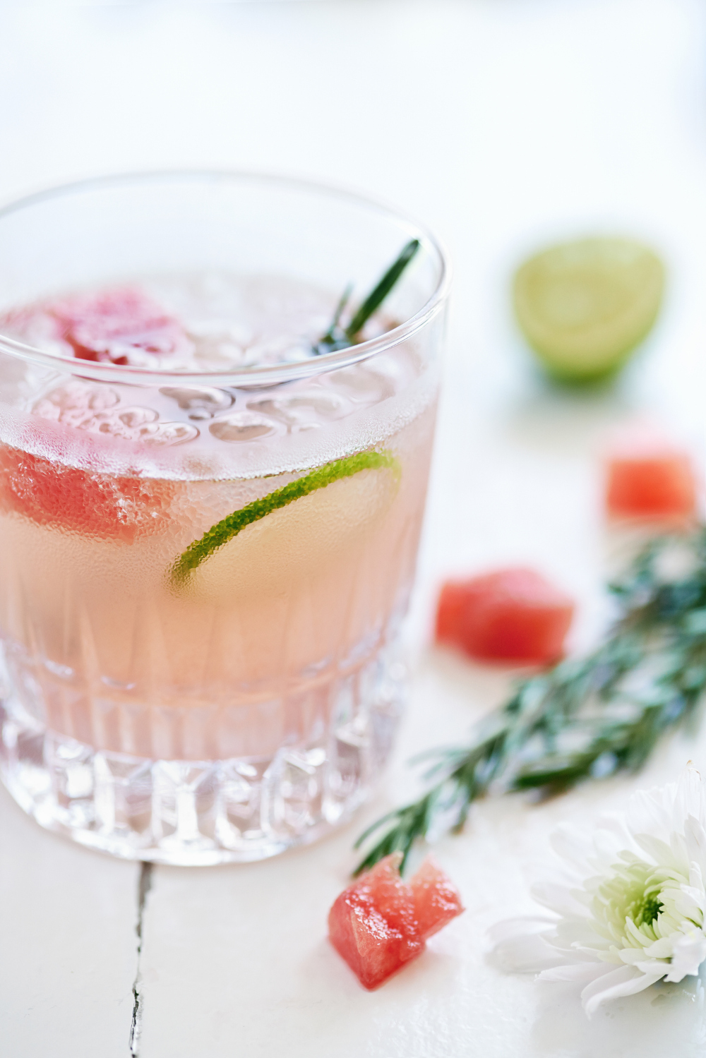 Mocktail with Lime, Watermelon, and Rosemary - Cocktail Flowers