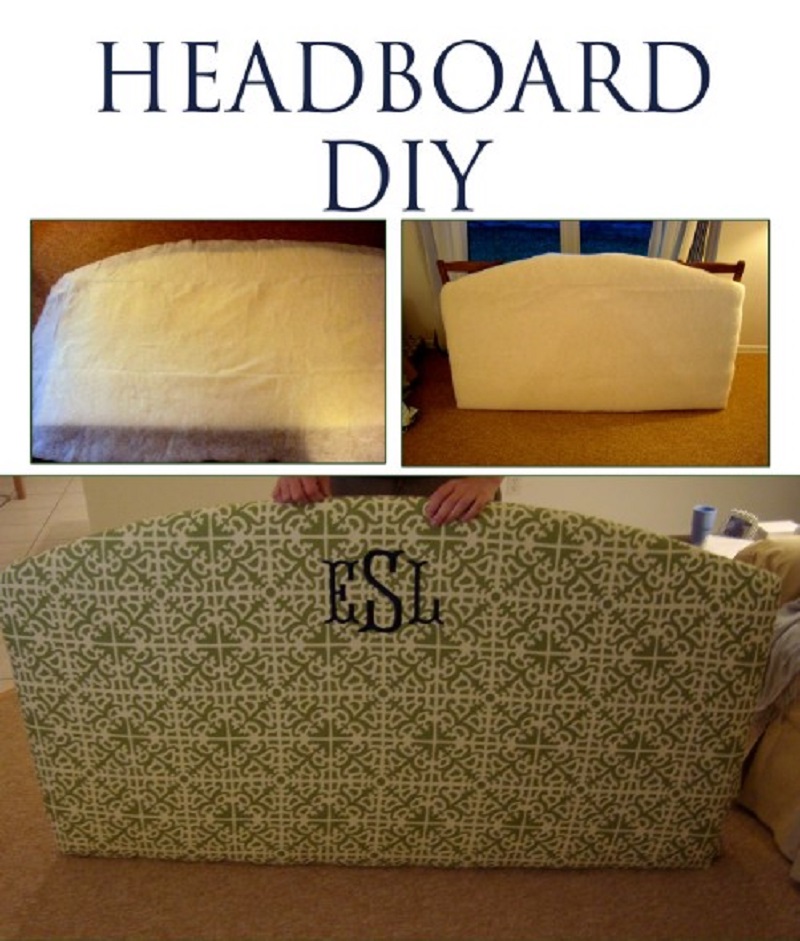 Monogrammed fabric headboard