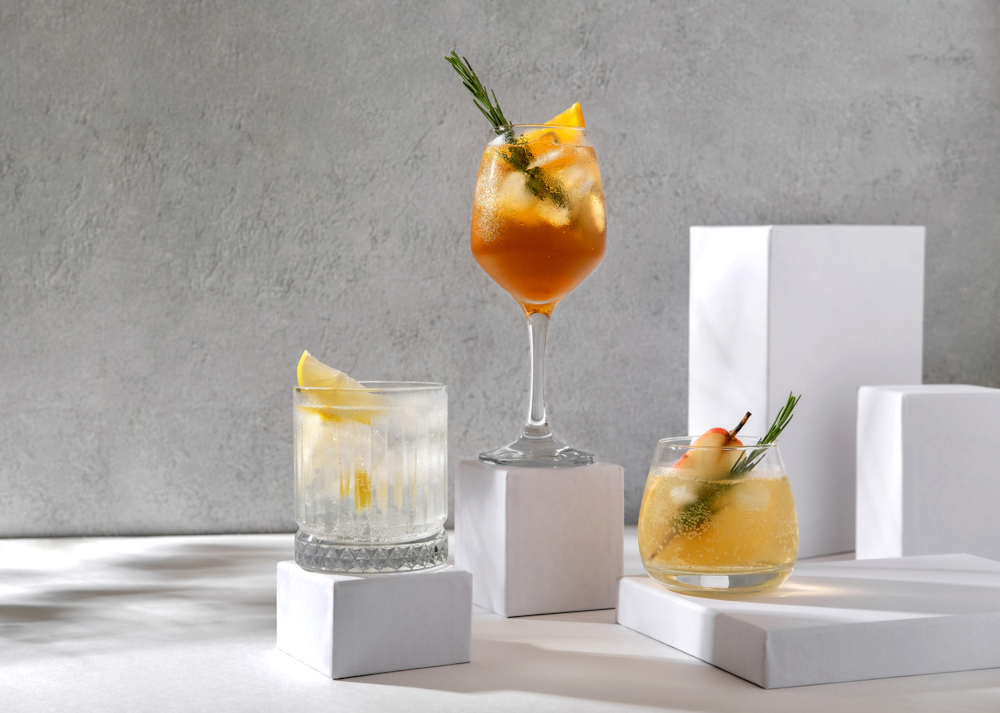 Sparkling Hard Seltzer Cocktails with Orange and Pear - Floral Cocktails