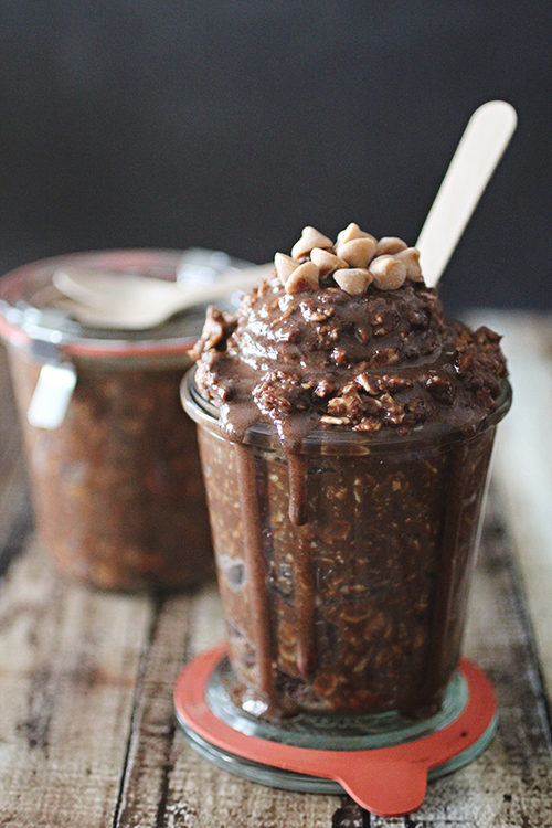 Brownie batter overnight protein oatmeals