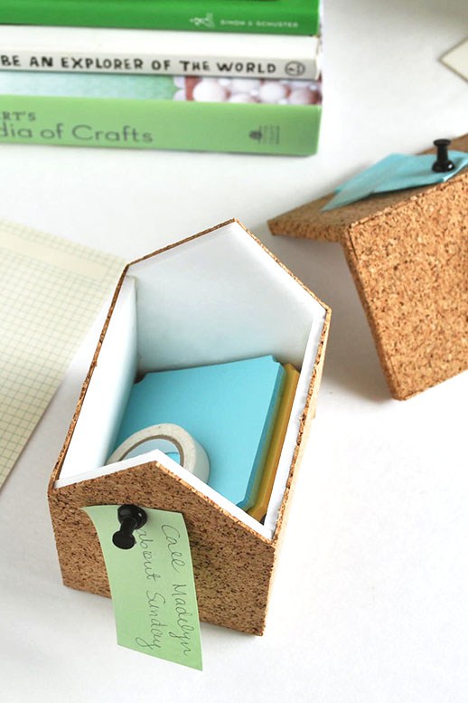 Diy cork storage boxes