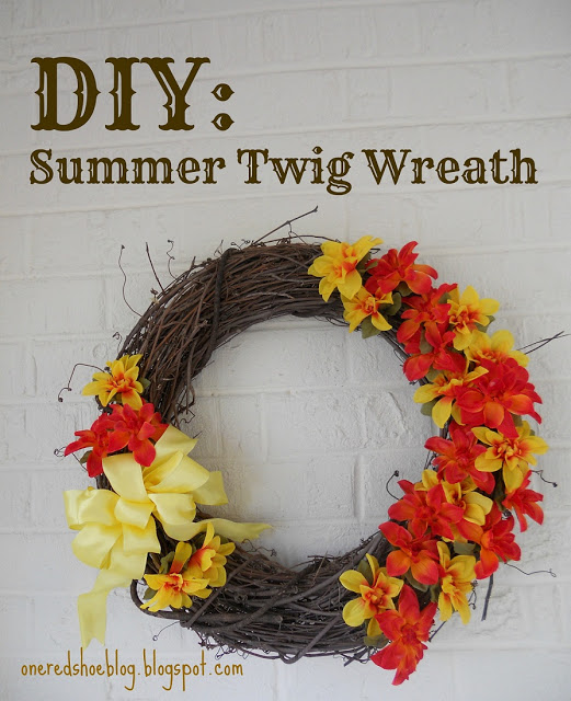 Diy summer twig flower wreath