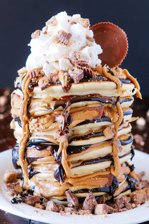 Reeses chocolate peanut butter cup pancakes recipe