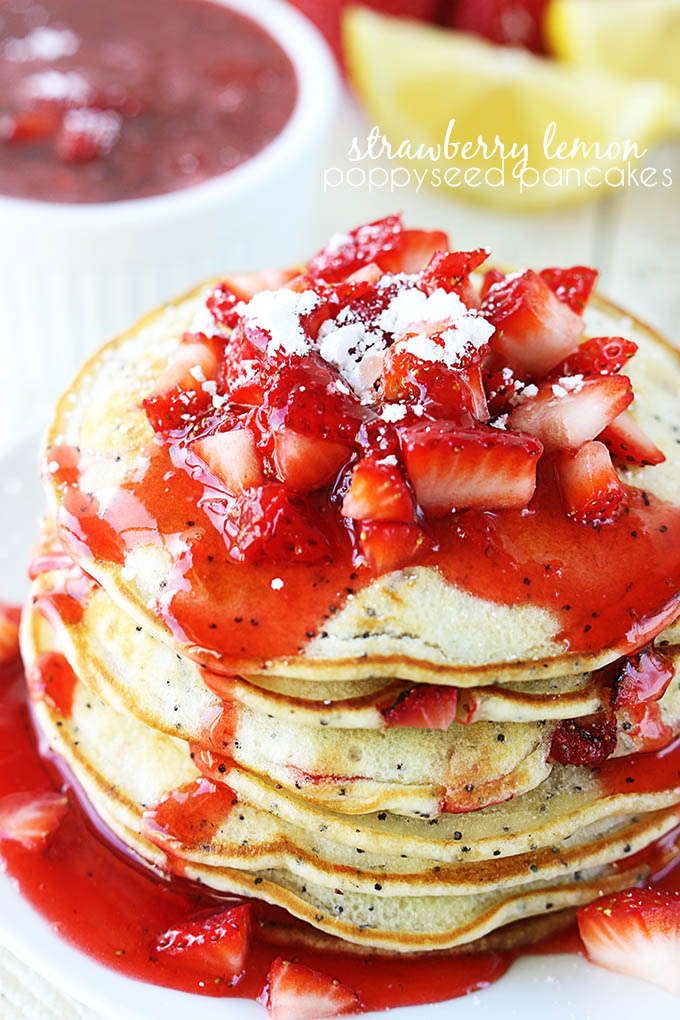 Strawberry lemon poppyseed pancakes