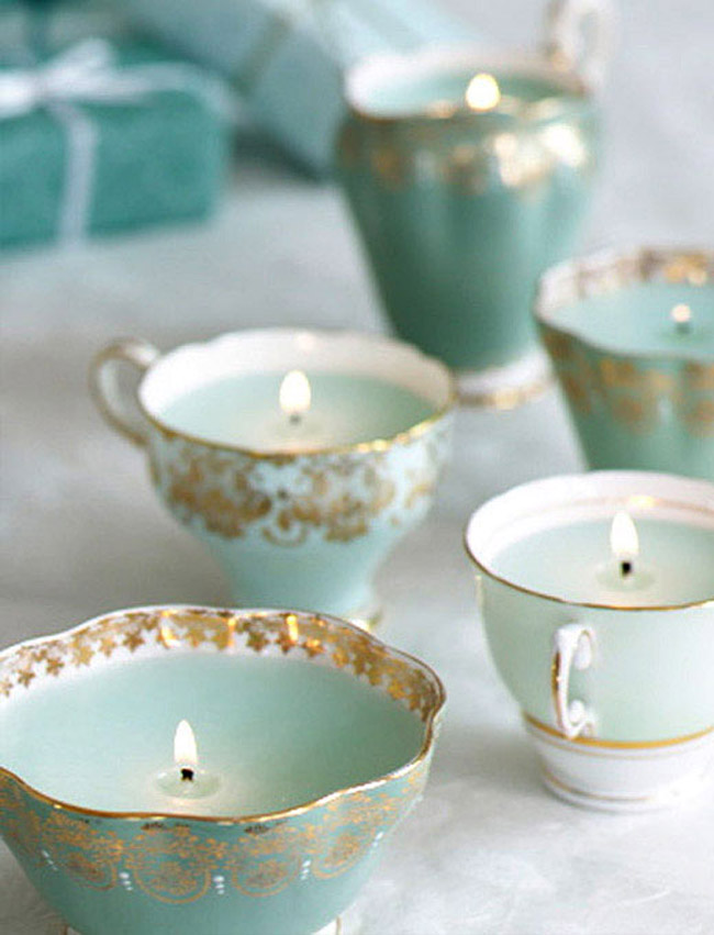 Vintage teacup candles diy