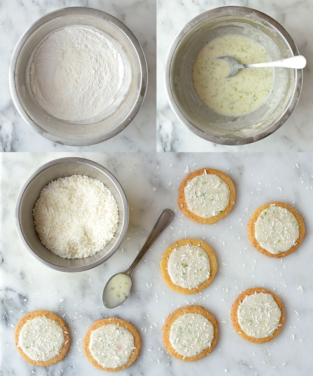 Coconut lime shortbread cookies spoon