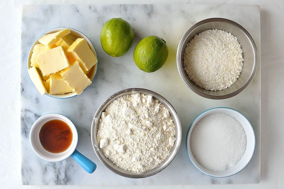 Coconut lime shortbread cookies ingredients