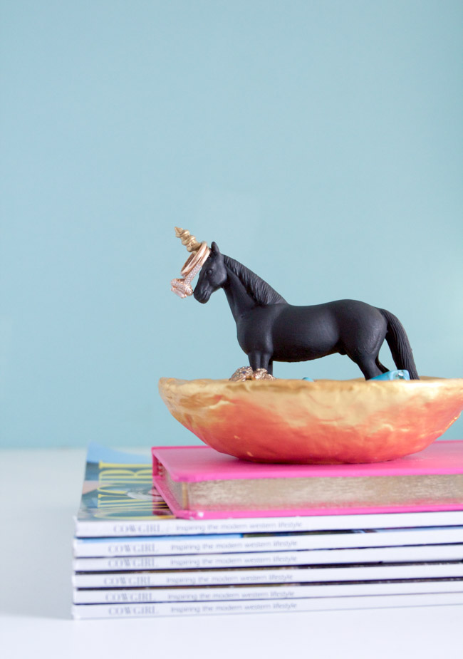 Diy unicorn ring dish and jewelry holder horse
