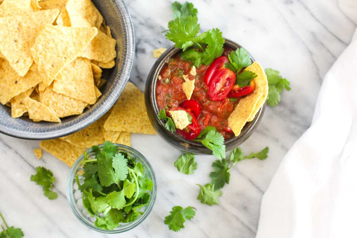 Homemade Salsa Roja With Tortilla Chips