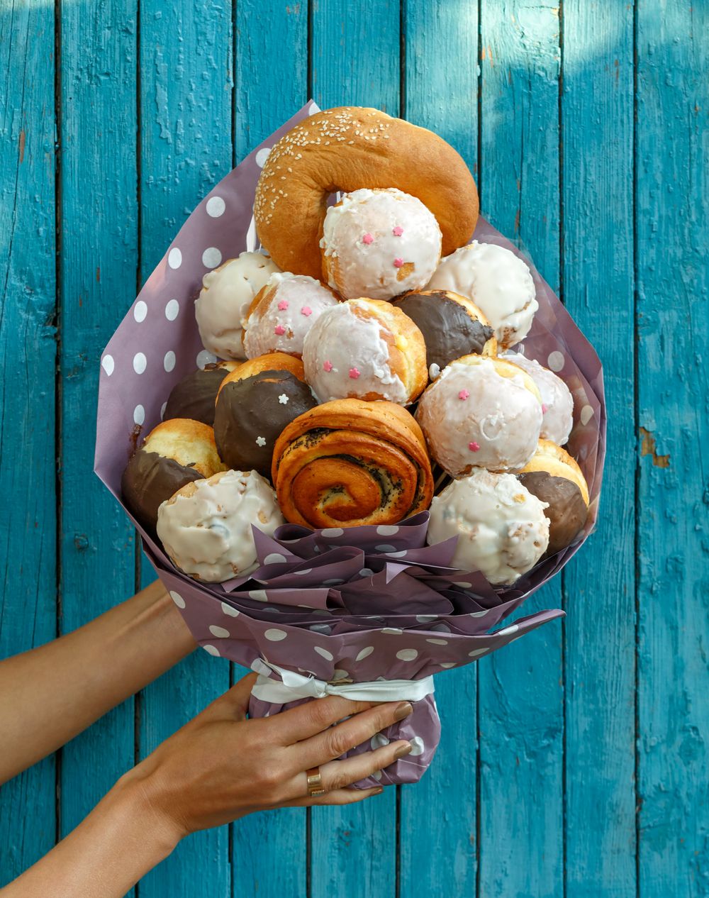 Tasty buns and donuts candy arrangements 