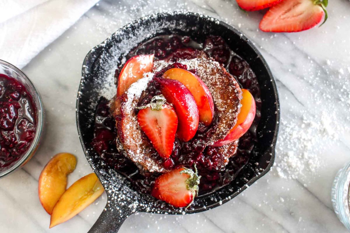 Vegan french toast with triple berry sauce recipe