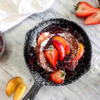 Vegan french toast with triple berry sauce serve french toast